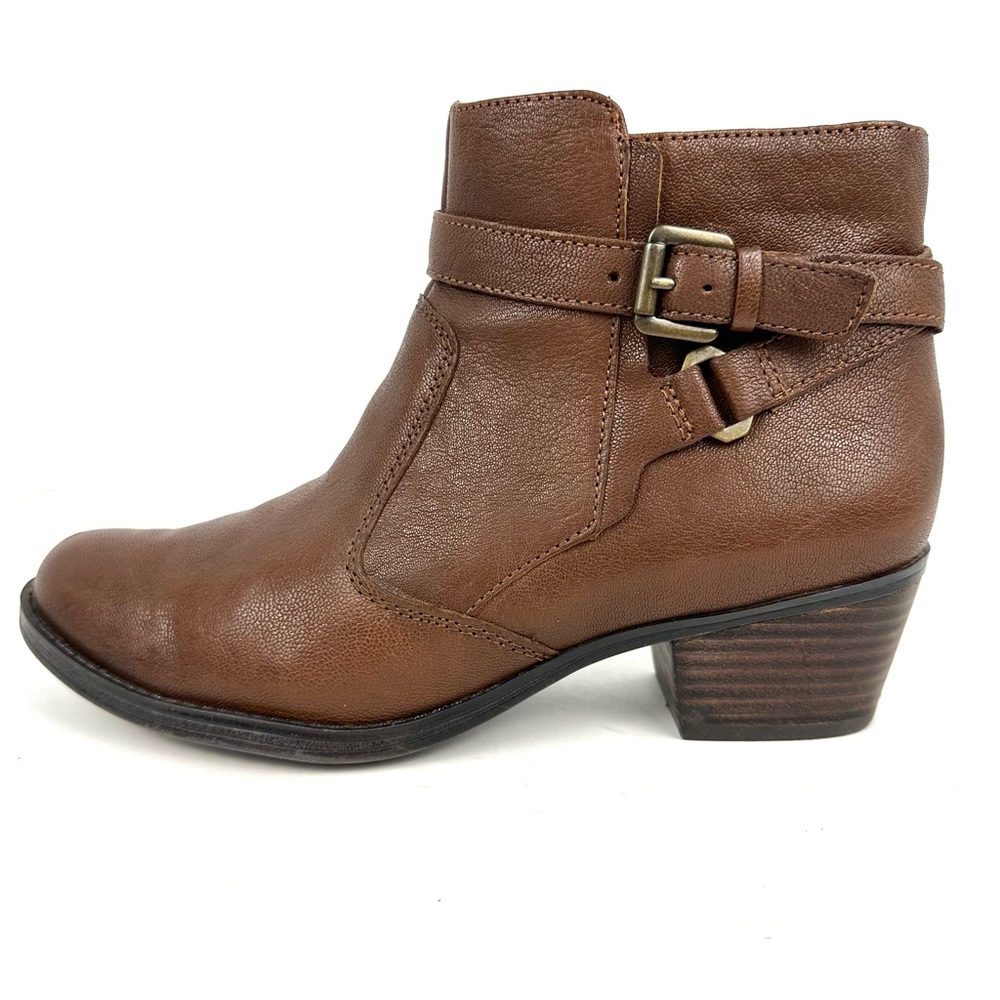 Naturalizer Zakira Leather Ankle Bootie Brown Size 7.5M - Picture 2 of 13